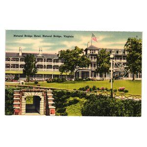 Natural Bridge Hotel Postcard Vintage Scenic View Of Virginia Linen Art VA